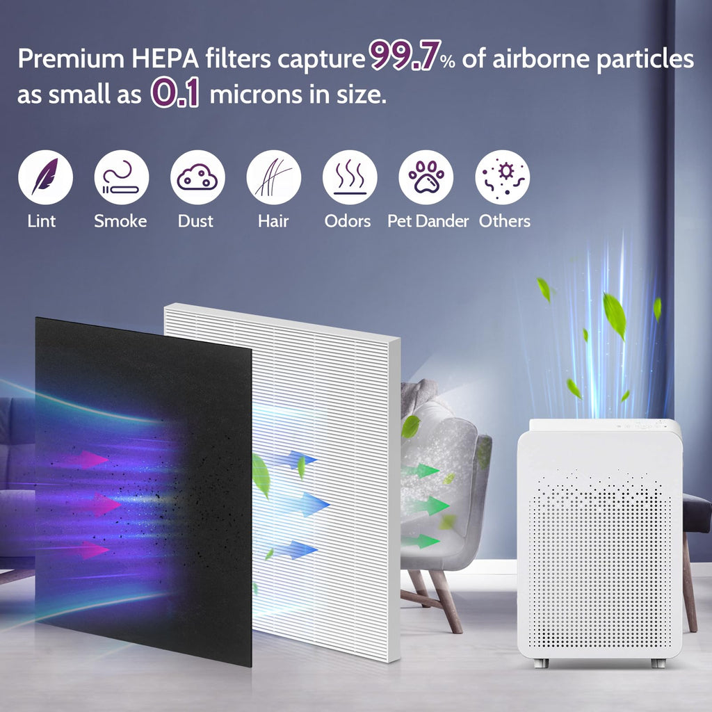 XBGG 2 Pack C545 HEPA Replacement Filter S Compatible with Winix C545 Air Purifier, Replaces Part 1712-0096-00 and 2522-0058-00, 2 HEPA Filter + 8 Pre-Filters