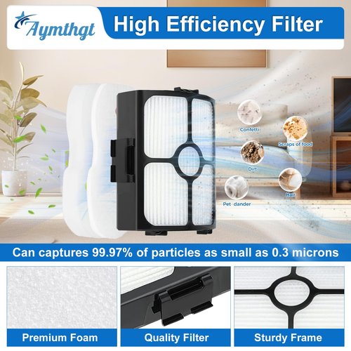 Aymthgt HZ4002 Replacement Filter Kit For Shark Power Detect Ultra-Light Corded Stick Vacuum HZ4002 HZ4000,1 Roller Brush, 2 Pack Hepa Filters+ 4 Pack Foam & Felt Filters + 4 Aroma