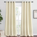 NICETOWN Room Darkening Curtains - Beige 120" Long | Set of 2 for Total Privacy in Boho Farmhouse Decor