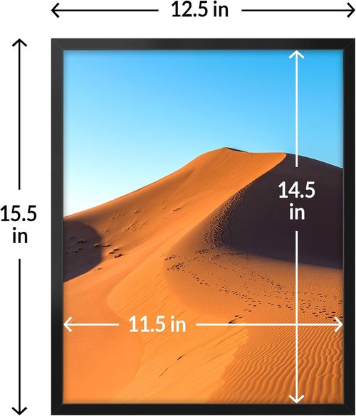 LaVie Home 12x15 Picture Frame - Classic Black Wall Display Frame with HD Plexiglas | Vertical & Horizontal Use