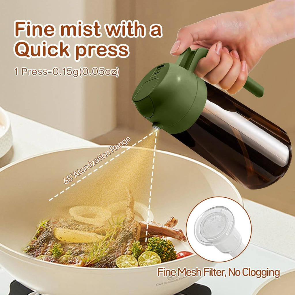 YARRAMATE 2Pcs Dark Brown Oil Sprayer - Food-Grade 2 in 1 Olive Oil Dispenser | 16oz for Cooking & BBQ