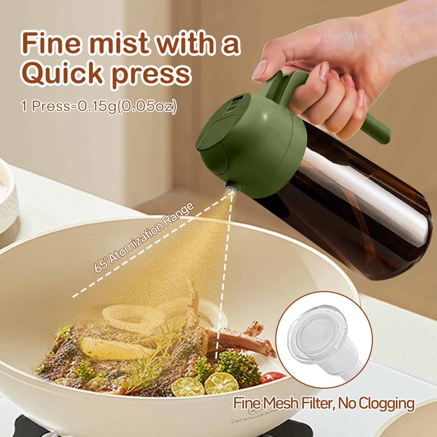 YARRAMATE 2Pcs Dark Brown Oil Sprayer - Food-Grade 2 in 1 Olive Oil Dispenser | 16oz for Cooking & BBQ