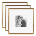 Kate and Laurel Adlynn Square Picture Frame Set of 3; 16 x 16 matted to 8 x 8; Gold; Modern Three-Piece Frame Set for Gallery Wall Frame Set in Living Room Wall Decor