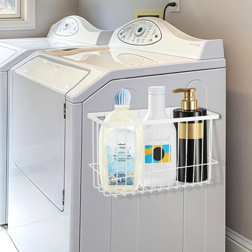Hlimior Magnetic Dryer Ball Holder for Laundry Room Dryer Ball Organization, Magnetic Lint Bin for Laundry Room Wool Dryer Ball Organizer, Iron Dryer Ball Container for Laundry Room Storage（White）