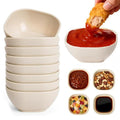 VUDANZYER Unbreakable Dipping Bowls, 9 Pack Wheat Straw Soy Sauce Dishes 4.5 oz, Small Dessert Bowls, Dipping Sauce Cups, Mini Prep Bowls, Dip Bowls for Side Dish, Ketchup, BBQ-Beige