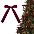12PCS Red Velvet Bows for Christmas Tree, Bows for Christmas Tree, Garland Red Velvet Bow Ornaments for Christmastree with Gold Twist Ties (Burgundy)