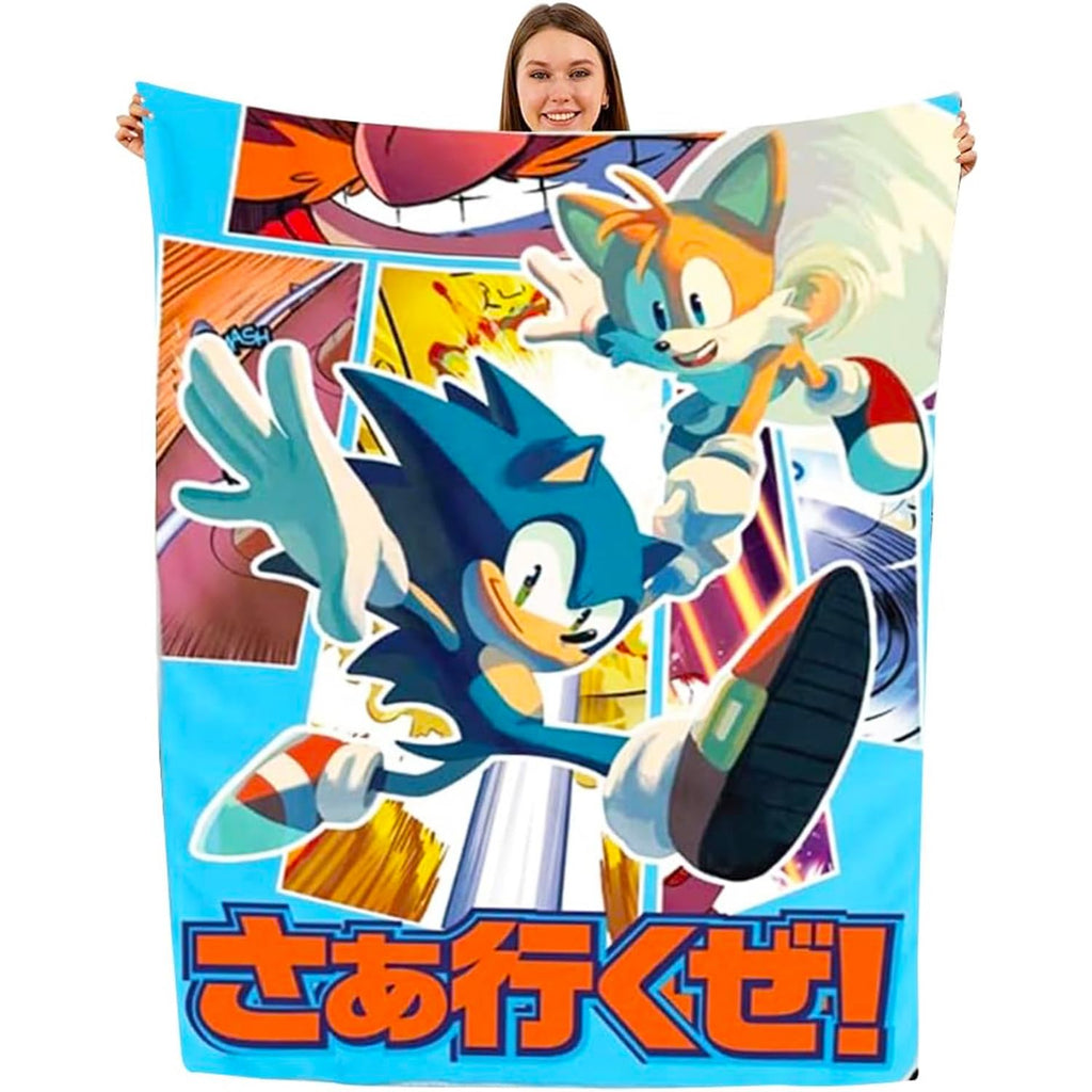 Sonic The Hedgehog Fleece Blanket Set - Bundle with Soft Video Game Blanket Plus Air Freshener, Stickers, More for Kids, Adults, Children | Cozy Sonic Fleece Blanket 45" x 60"