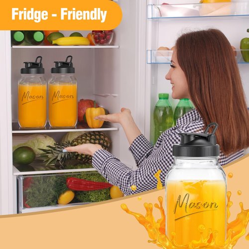 4 Pack Leak Proof Seal Mason Jar Lids, Pour Spout Lids for Ball Wide Mouth Mason Jars, Airtight Canning Jar Flip Top Lid for Drinking, Salad, Dressing Pouring