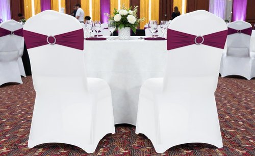 MDS Spandex Chair Sashes - Premium Stretch Covers with Buckle Slider | Universal Fit for Weddings & Events - Eggplant