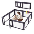 Large Baby Playpen - Adjustable 79x71 Inch Indoor & Outdoor Foldable Play Yard | Dark Grey Mesh Safety Fence