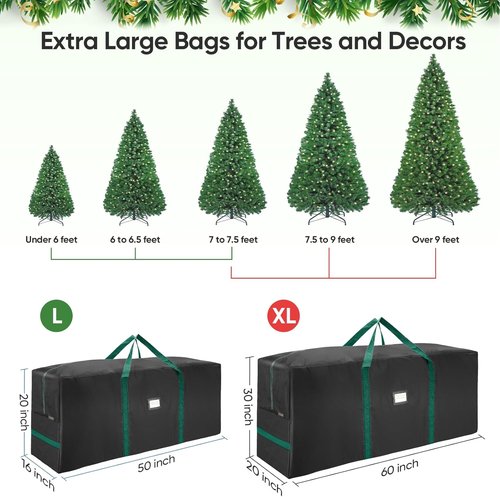 BALEINE Christmas Tree Storage Bag - Heavy Duty 900D Oxford Fabric, Extra Large with Reinforced Handles & Dual Zippers (Black)