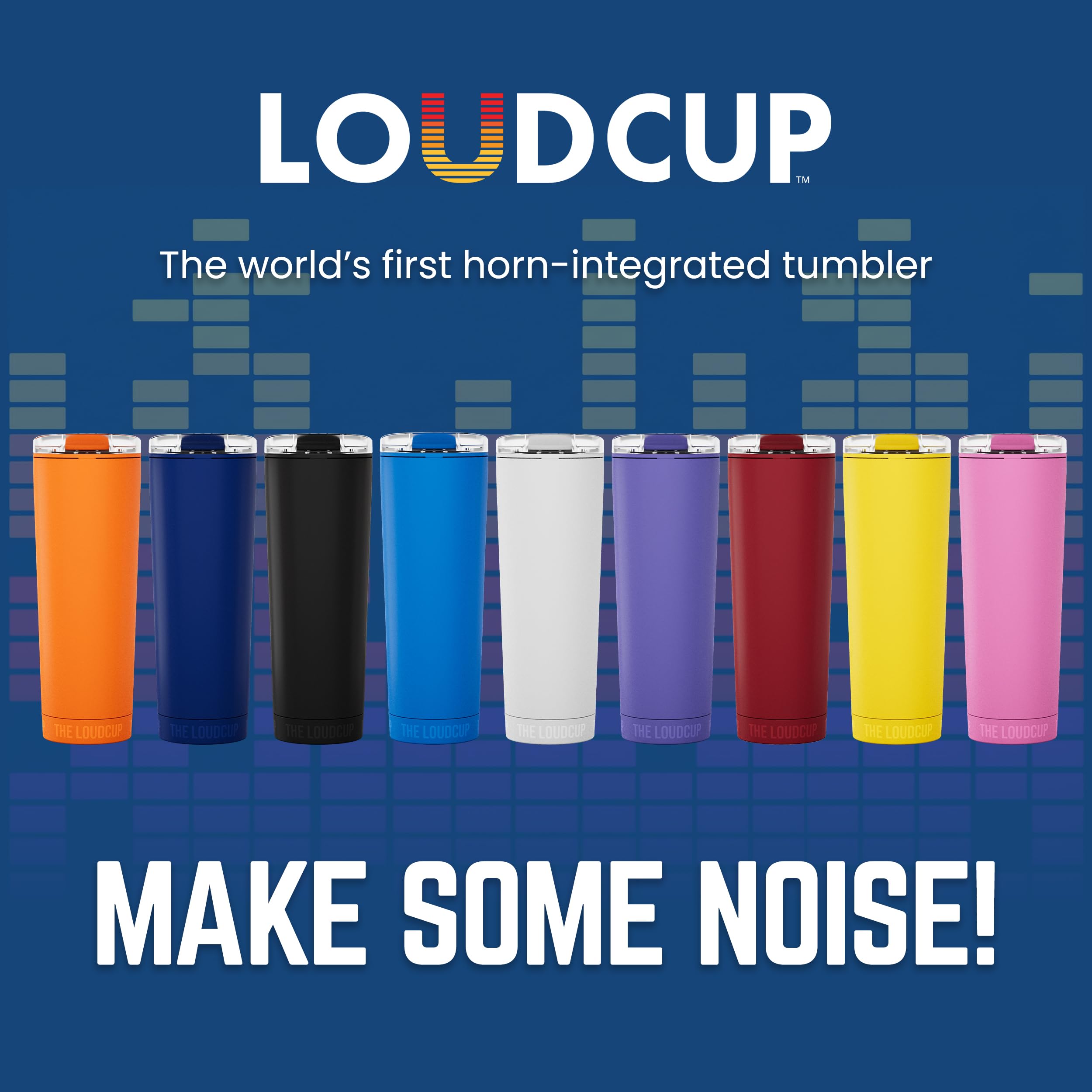 The LoudCup Blow Horn Tumbler, Cheer & Sip 2-in-1 Reusable Water Bottle with Built-In Horn for Sports Games, Tailgates, Parties & Events, BPA-Free, 23 oz, Jet Black