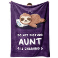 Funny Gifts for Aunt, Aunt is Charging Sloth Blanket, Auntie Birthday Gifts, Present for Aunts from Niece Nephew Christmas Mothers Day, Super Soft Throws Blanket for Auntie 60" x 50"