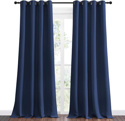 NICETOWN Navy Blackout Curtains - Thermal Insulated Room Darkening Drapes | 120" Long, Set of 2