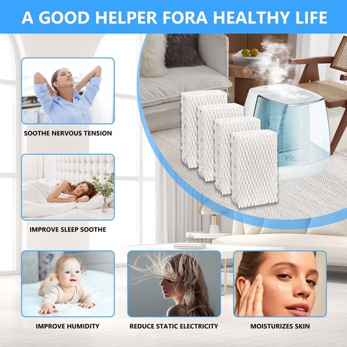 4 Pack Wf813 Eqwf813 Humidifier Filters Compatible with Equate Eqwf813 Eq-2119-Ul, Relion RCM-832 RCM-832N, ProCare PCCM-832N Cool Mist Humidifier Replacement Filter