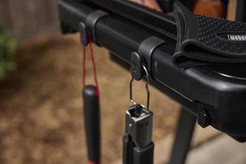 Weber Works Tool Hooks – Set of 3 Rail‑Mounted Grill Hooks for Hanging BBQ Spatulas, Tongs, Brushes & Grilling Tools – Repositionable Storage for Weber Griddles & Outdoor Cooking Stations