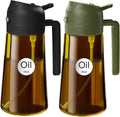 YARRAMATE 2Pcs Dark Brown Oil Sprayer - Food-Grade 2 in 1 Olive Oil Dispenser | 16oz for Cooking & BBQ