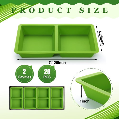 Tiangrid 20 Pcs Silicone Tray Dividers Compatible with Harvest Right Freeze Dryer Medium Trays Silicone Food Molds Compatible with Harvest Right Freeze Dryer Accessories Green Food Freezer Tray