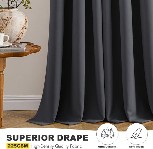 MIULEE Dark Grey Blackout Curtains - Thermal Insulated Room Darkening Drapes | 63 Inch, 2 Panels