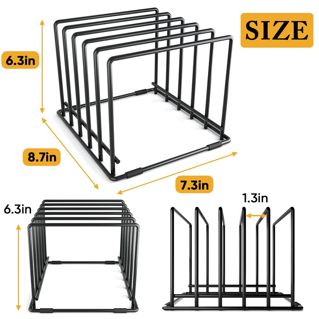 WUGEUSCH Kitchen Pan Organizer and Pot Rack, 5-Slot Steel Holder for Thin Pans, Baking Trays, and Cutting Boards - Space-Saving Storage