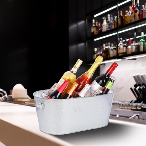 3 Pack 4 Gallon Beer Beverage Bucket, Metal Ice Bucket with Carry Handle, Large Galvanized Tub, Drink Holder for Party, Festive Party, Wedding, Birthday, Camping
