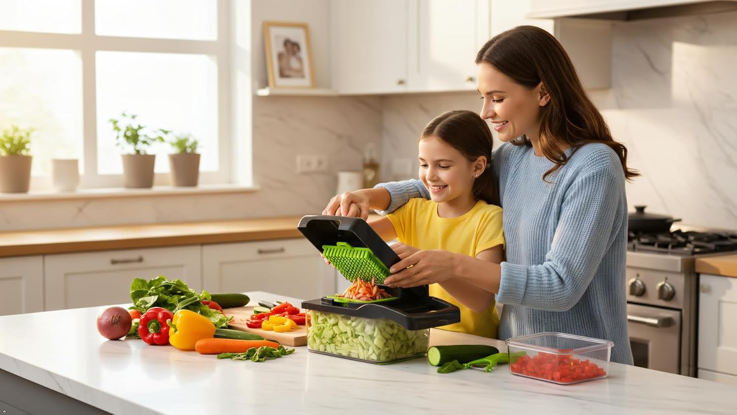 Skiennix Onion Cutter - Multifunctional Vegetable Chopper & Mandoline Slicer | Ideal for Dicing & Grating