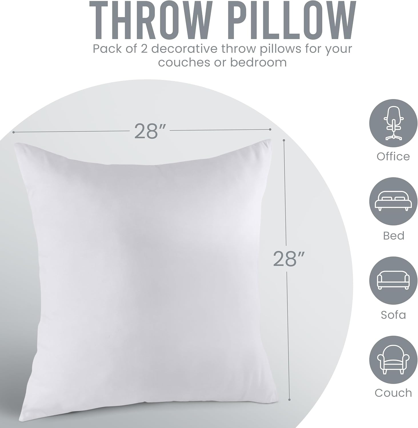Utopia Bedding Pillow Inserts - Soft & Supportive 28x28 Decorative Throw Pillows | Set of 2, White