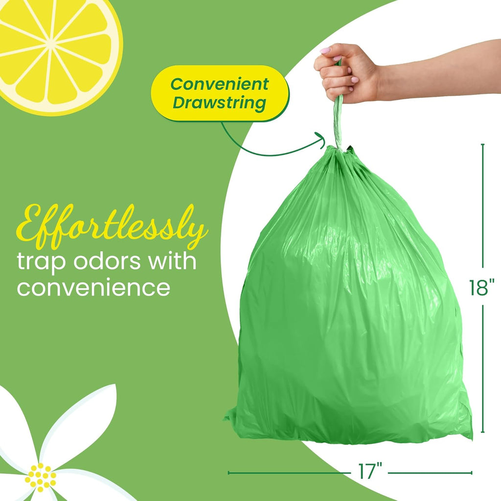 Reli. 4 Gallon Trash Bags - Citrus Scented Drawstring Garbage Liners | 50 Count for Small Cans