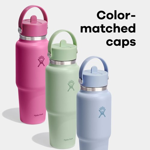 Hydro Flask Travel Water Bottle - Insulated Stainless Steel - Wide Straw Lid, Non Spill, Leakproof in 32 Oz Trillium Pink