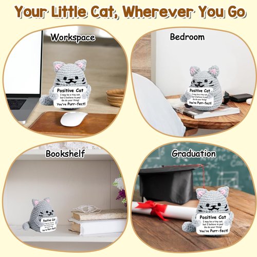 AICase Inspirational Crochet Positive Cat Animals Gifts, Easter Basket Stuffers Emotional Support Nuggets Funny Cat Lover Gift for Women Men Her Mom Dad Birthday Cute Themed Decor Stuff Merch
