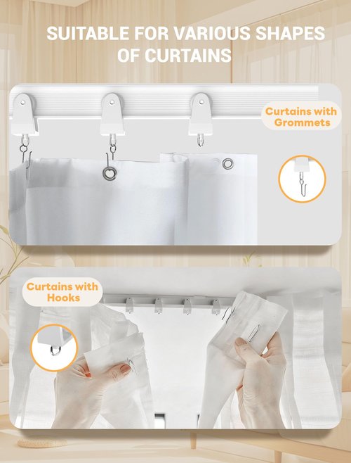MERDTTES Flexible Bendable Ceiling Curtain Track, 9.8 FT (3 m), Mount for Rail with sliding Curtain Track System, Curtain Track Ceiling Mount, Room Divider for RV, Bathroom, Ceiling Curtain Rod, White