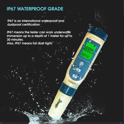 Divolight 5-in-1 Water Quality Tester Pen Meter for Pools, Drinking Water, Aquariums, Hydroponic & Cooking - Measures PH, TDS, EC, Salinity & Temp with ATC Function