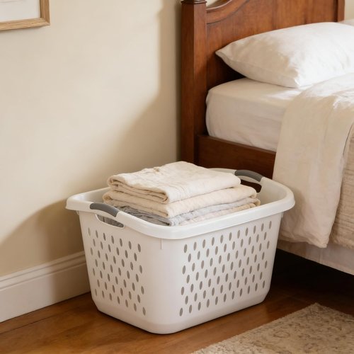 Extra Large Plastic Laundry Basket by [Brand Name] - 2 Pack with Sturdy Carry Handles | Portable Hamper for Home Organization, White