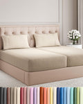 Split King Size Sheet Set by [Brand Name] - Comfy, Breathable & Cooling Luxury Bedding - Deep Pockets, Wrinkle-Free, Beige