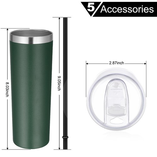 VEGOND Stainless Steel Tumblers Bulk 12 Pack, 20 oz Vacuum Insulated Skinny Tumblers with Lids and Straws, Double Wall Coffee Mug, Travel Water Cup