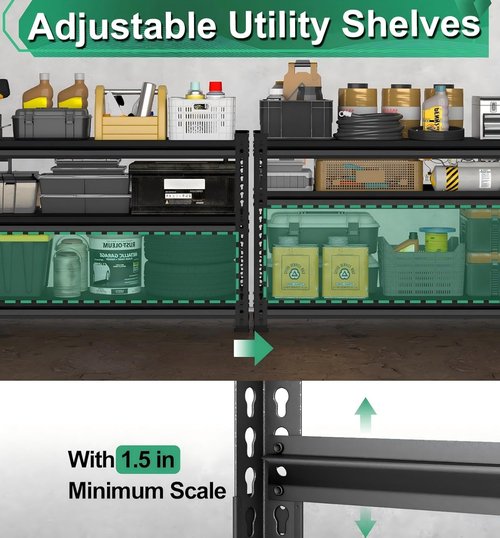 Metal Storage Garage Shelving - Heavy Duty Steel Utility Rack | 3-Tier Adjustable, 1,200 Lbs Capacity, Black, 40'' W x 16'' D x 36'' H
