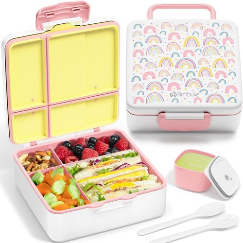 Fimibuke Bento Lunch Box - Leak Proof 4-Compartment Container | BPA-Free, Dishwasher Safe, Perfect for Kids Ages 3-12