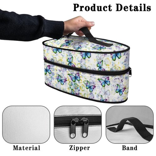 Rchsmod Butterfly Print Steam Iron Case Portable Travel Steamer Carrier Bag with Handle Handheld Iron Storage Case Iron Accessories, Case Only