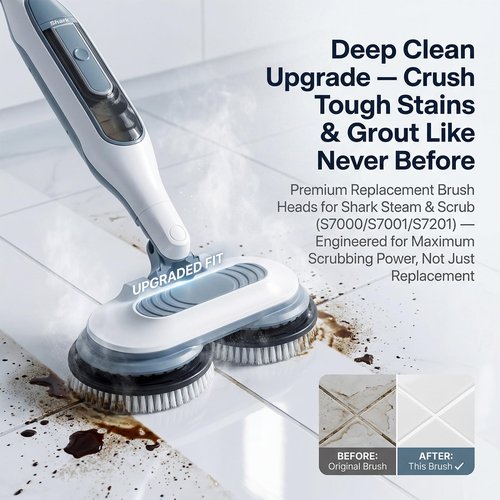 BECORRECT Newly Upgraded Steam Mop Replacement Brush Pads for Shark Steam and Scrub Mop S8201 S8001 S7201 S7000 Series, 2 Count