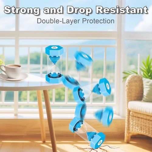YLTIMER Hourglass Sand Timer 5 Minute, Plastic Unbreakable Hexagon Hourglass Sand Clock 5 Min, Reloj De Arena 5 Minutos, Colorful Hour Glass Sandglass for Classroom Games Kitchen (Blue)