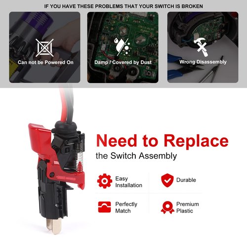 Upgraded Trigger Switch Assembly Replacement for Dyson V10 SV12 Vacuum Cleaner, Upgraded Power Button Replacement Parts