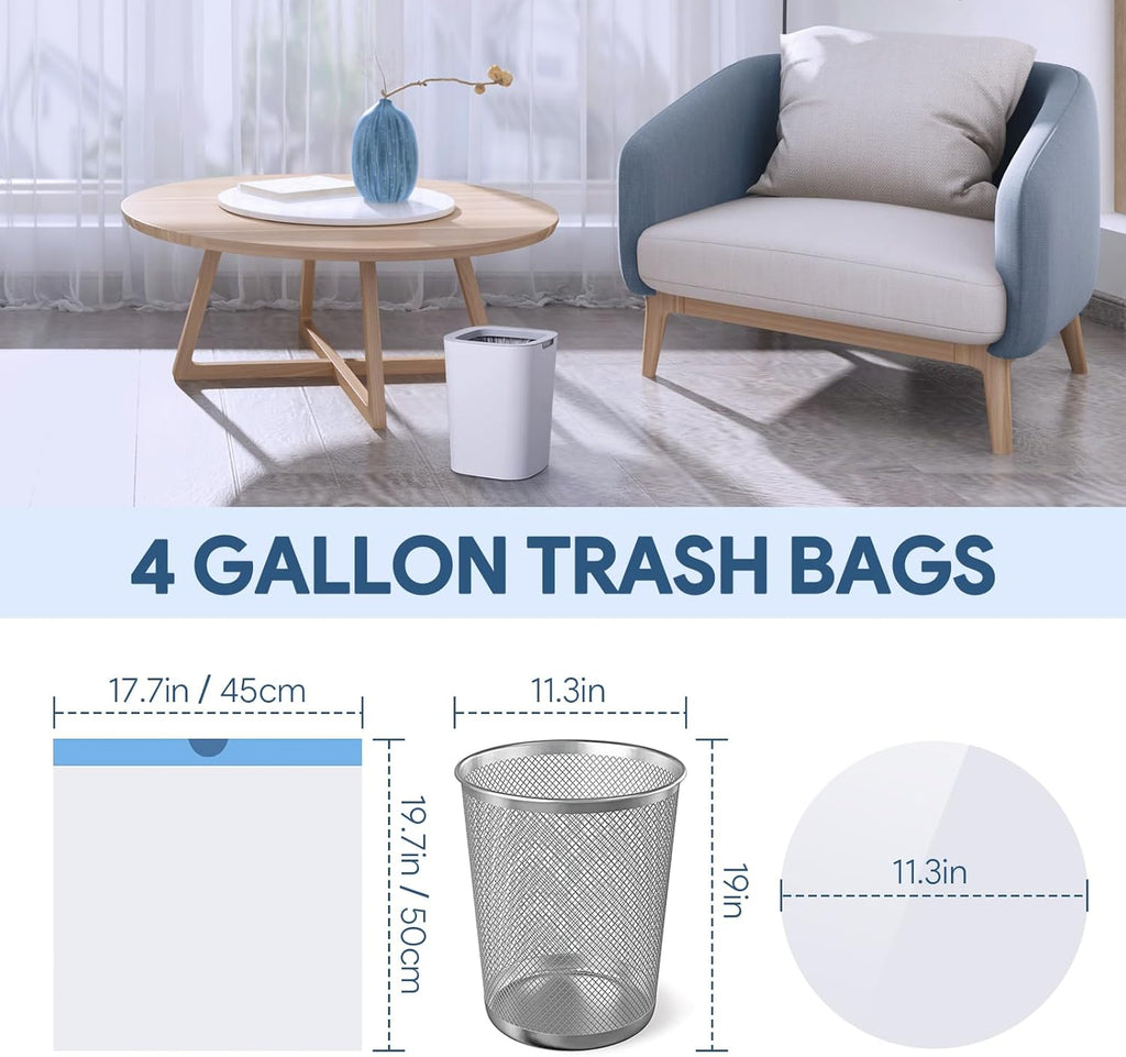 Skiennix 4 Gallon Trash Bags - Drawstring, Tear-Free, Unscented | 80 Count for Home & Office