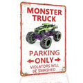 Monster Truck Parking Only Metal Sign, Boys Bedroom Monster Truck Parking Wall Decor, Birthday Decorations Party Supplies, Monster Truck Wall Decor Poster for Boys Kids, 8x12 Inch