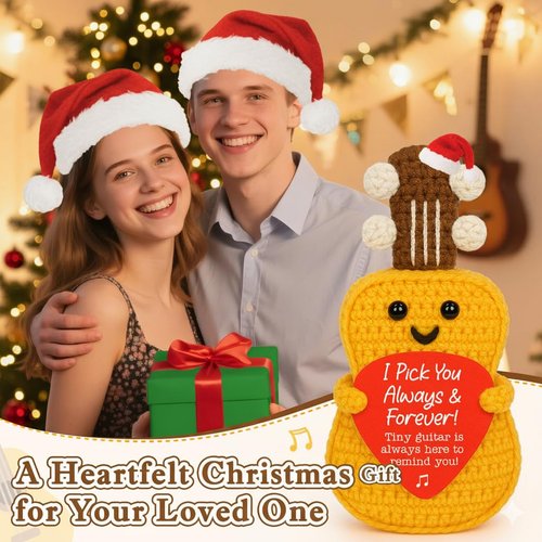 Guitar Birthday Gifts for Boyfriend Him Fathers Day Easter Basket Anniversary Men Gift for Husband I Love You Gifts for Him, Romantic Couple Music Lover Gift for Men, Handmade Crochet Guitar Present