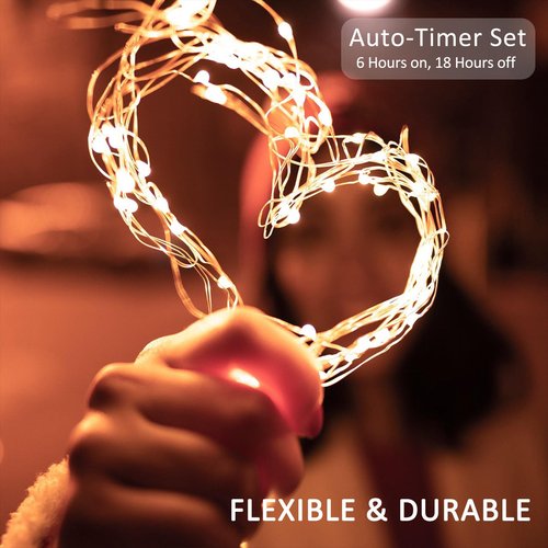 Beieverluck 16 Pack 33FT 100 LED Fairy Lights Battery Operated Fairy Lights with Remote and Timer Waterproof String Lights Outdoor Indoor for Bedroom Wedding Christmas Decorations, Warm White