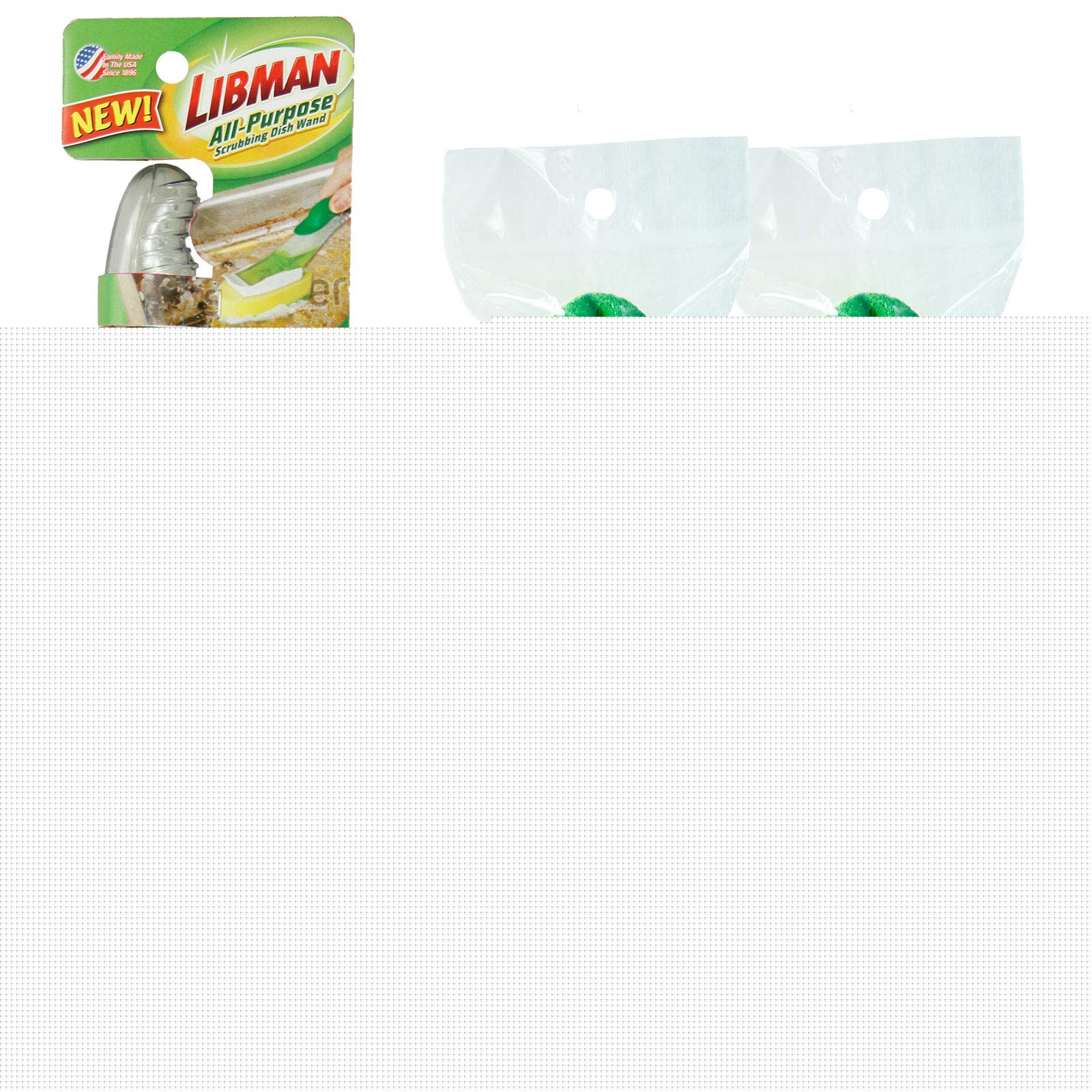 Libman All-Purpose Scrubbing Dish Wand - Fillable, with 4 Multi-Purpose Sponge Head Refills