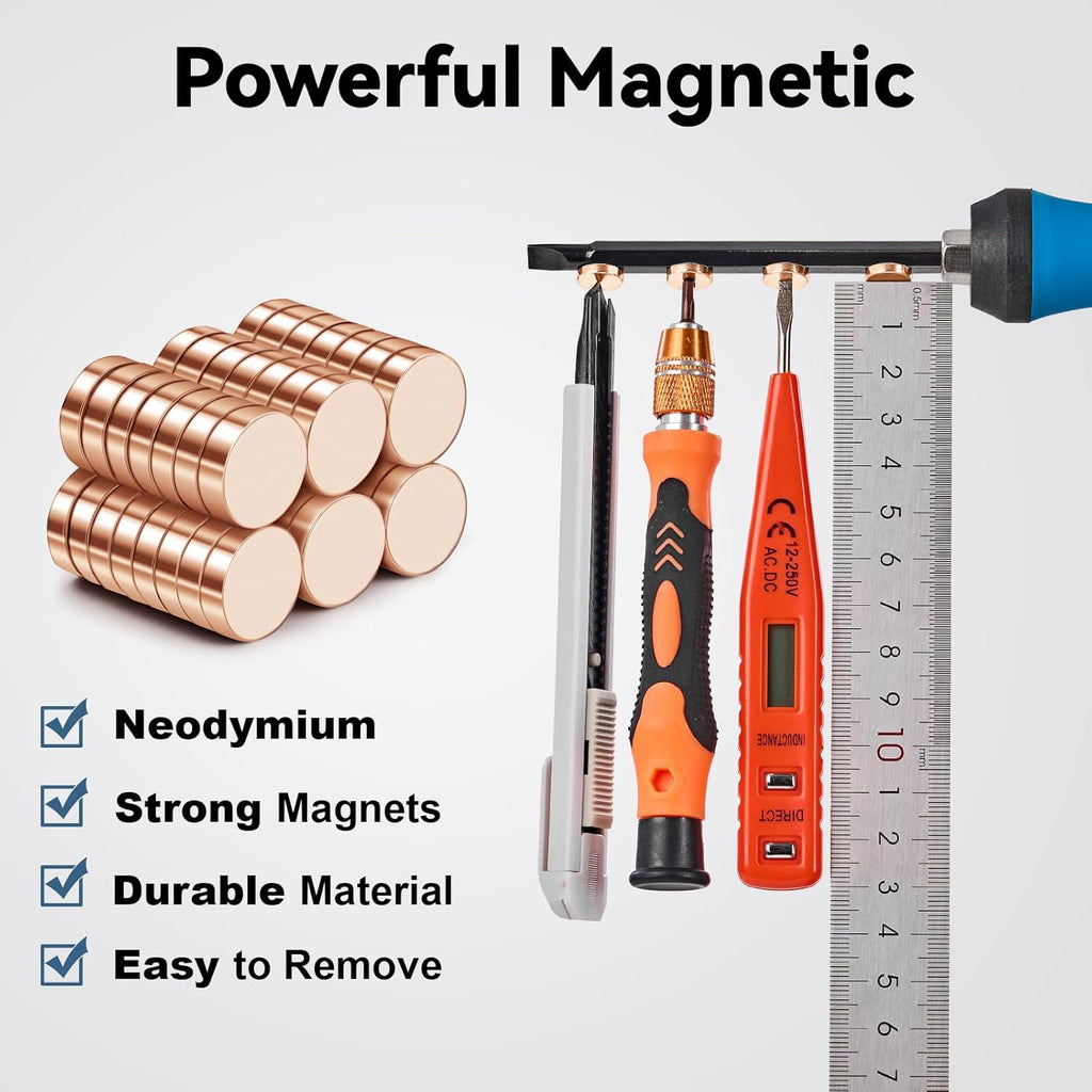 SMARTAKE 45 Pcs Neodymium Refrigerator Magnets - Small Round Multi-Use Magnets for Home, Office & School | Rose Gold
