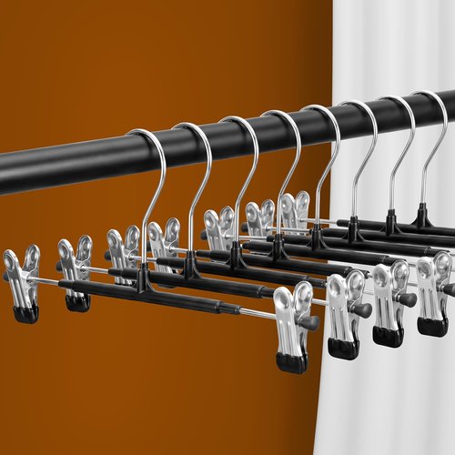 SOULNAMAN Pants Hangers with Clips, 20 Pack 11.6 inch Heavy Duty Metal Hangers, Adjustable Skirt Hangers for Women, Space Saving Non-Slip for Pants,Socks,Jeans and Skirts