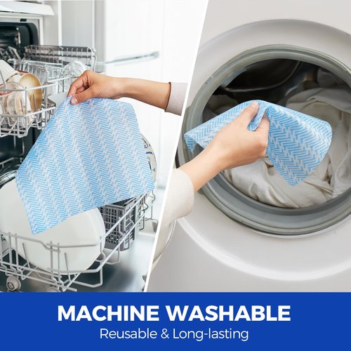 Peachicha Disposable Cleaning Rolls Reusable Cleaning Cloths Dry Kitchen Towels Dish Cloths Handi Wipes 2 Roll, Total 200 Pcs, Blue