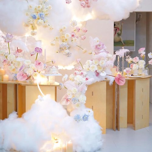 BUTUZE Polyester Fiber - Artificial Cloud Decoration for Room Ceiling | 200g/7oz Fake Snow Decor
